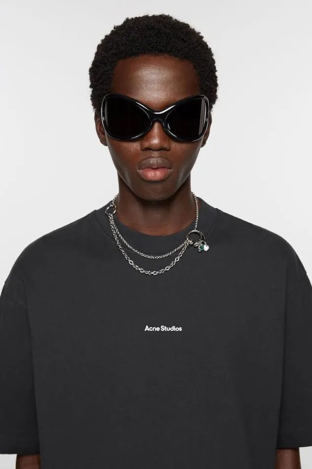 Acne Studios Logo Tshirt Black Man Tshirts