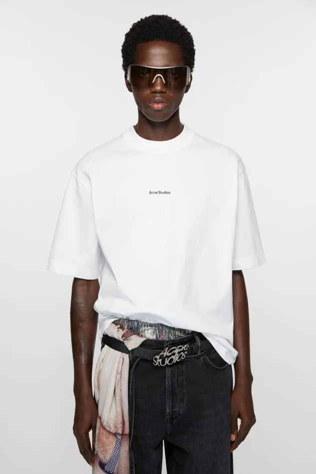 Acne Studios Logo Tshirt Optic White Man Tshirts