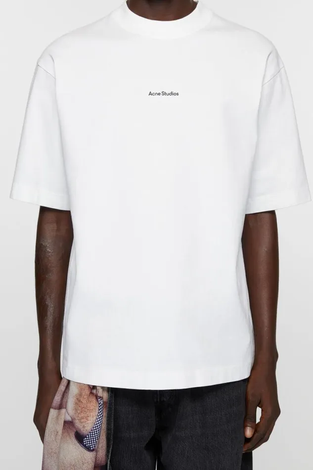 Acne Studios Logo Tshirt Optic White Man Tshirts
