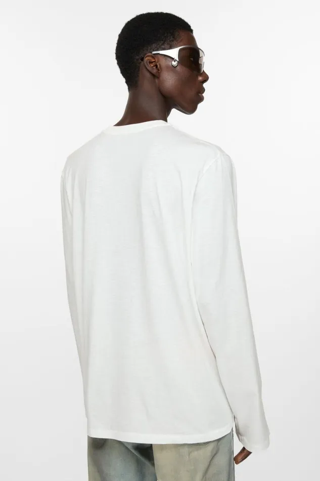 Acne Studios Long Sleeve Logo Tshirt 8211 Relaxed Fit White Man Tshirts