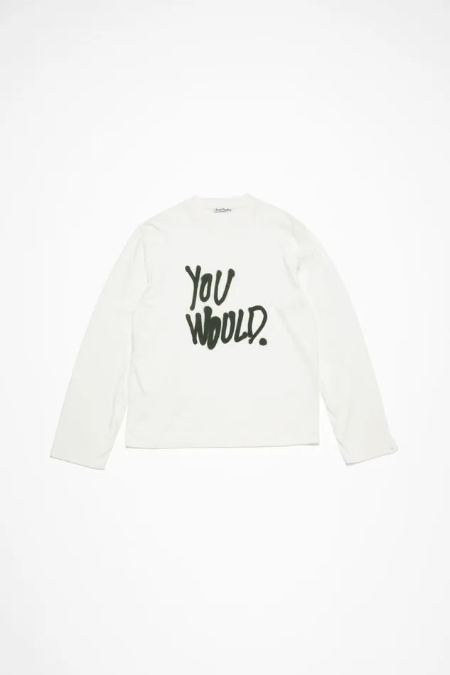 Acne Studios Long Sleeve Logo Tshirt 8211 Relaxed Fit White Man Tshirts