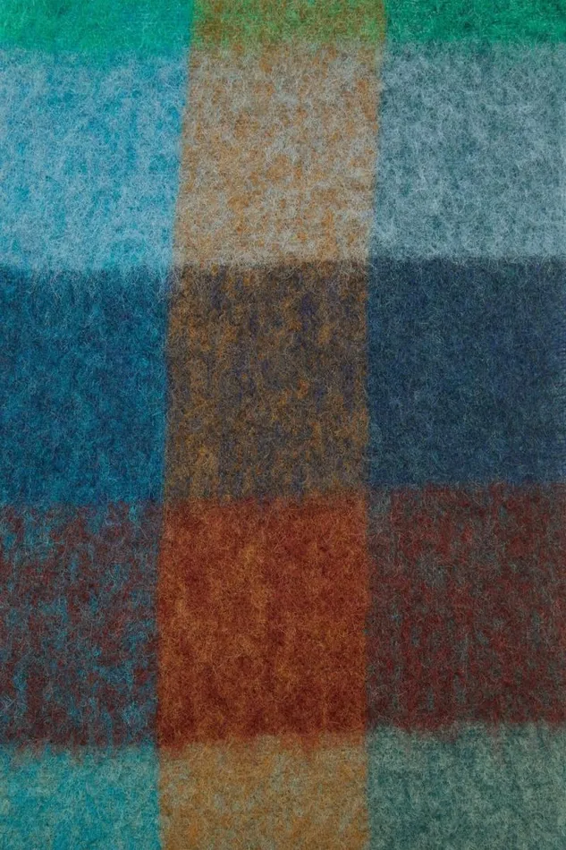 Acne Studios Mohair Checked Scarf Turquoisecamelblue Woman Scarves