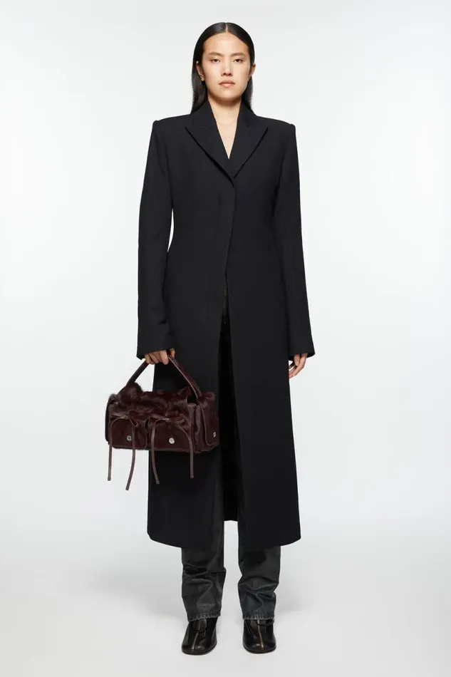 Acne Studios Multipocket Furry Leather Bag Dark Burgundy Woman Bags
