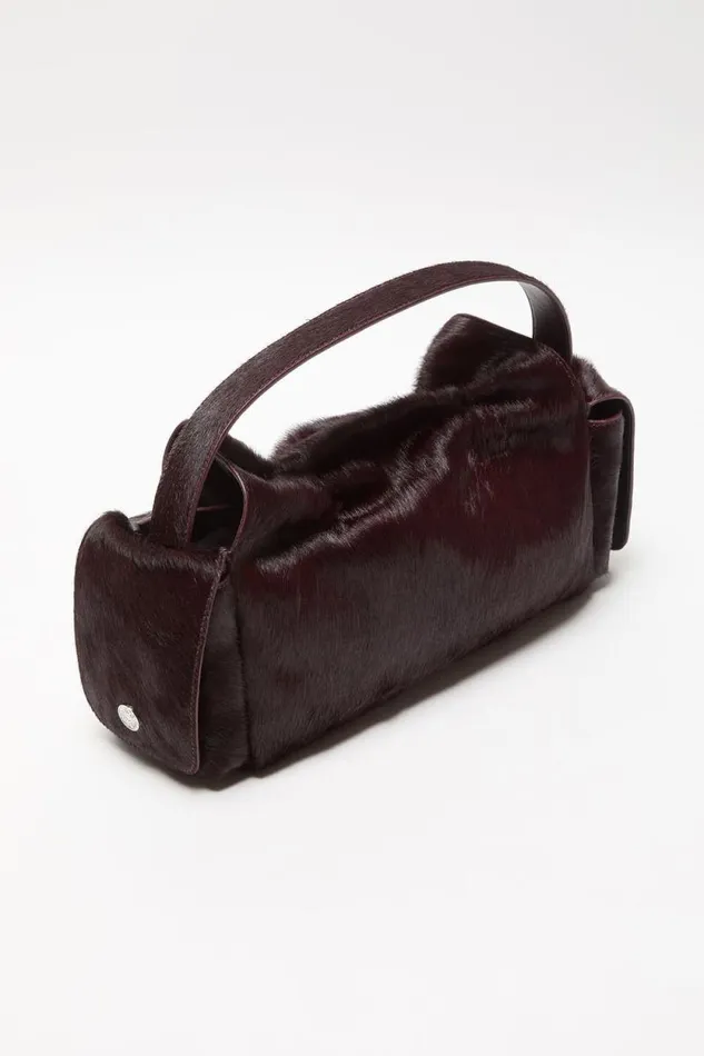 Acne Studios Multipocket Furry Leather Bag Dark Burgundy Woman Bags