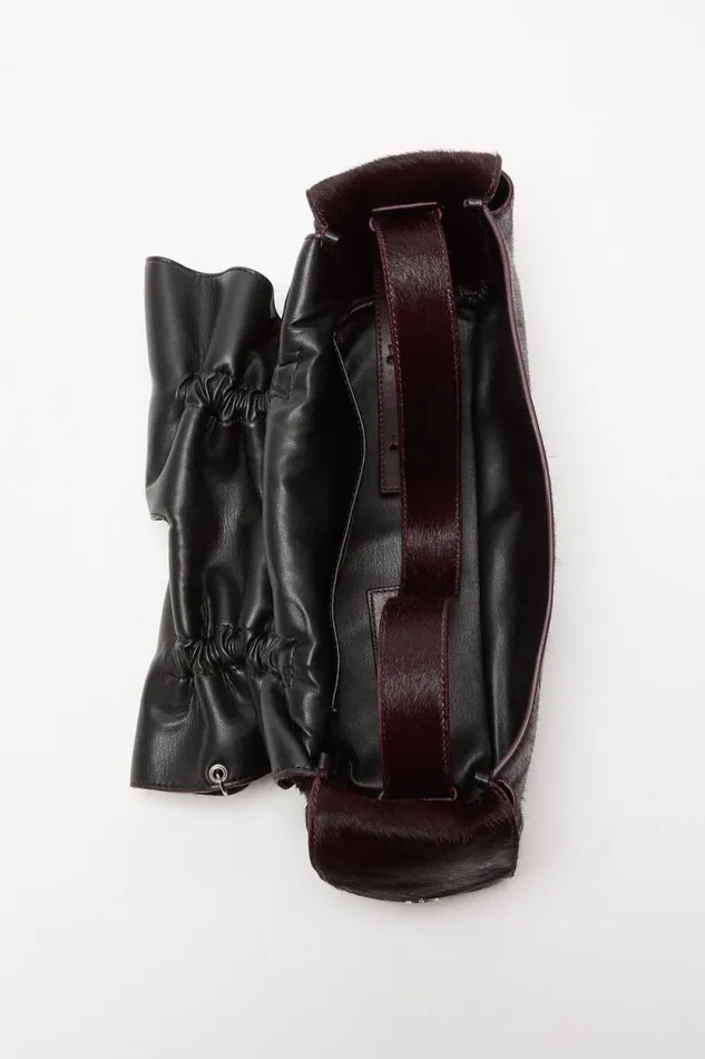 Acne Studios Multipocket Furry Leather Bag Dark Burgundy Woman Bags