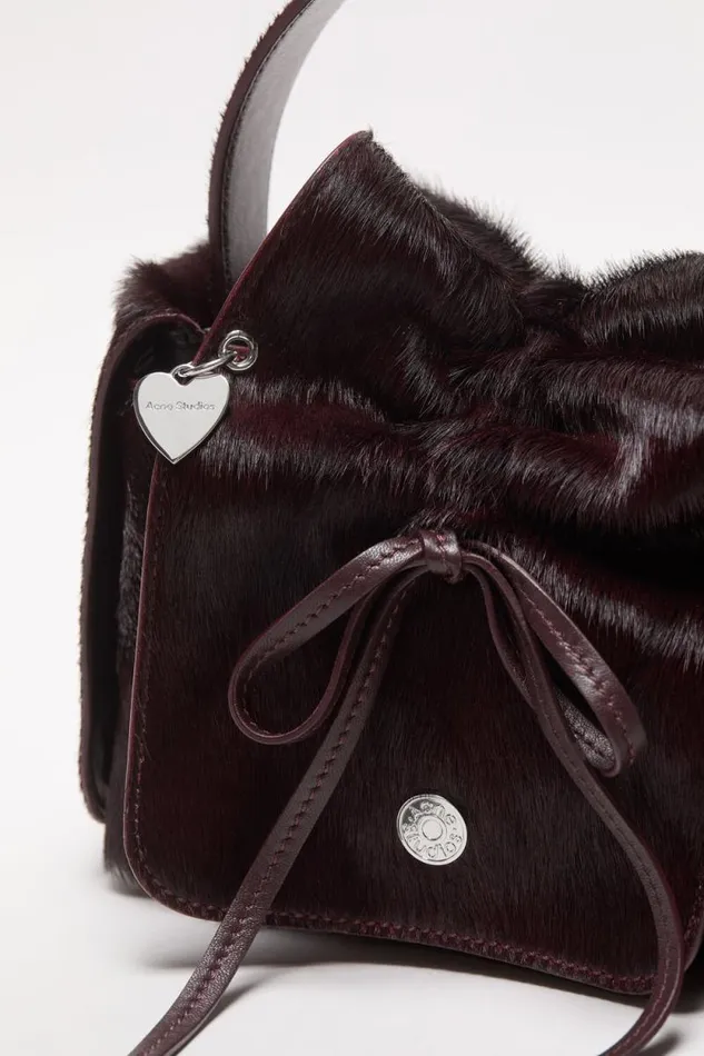 Acne Studios Multipocket Furry Leather Bag Dark Burgundy Woman Bags