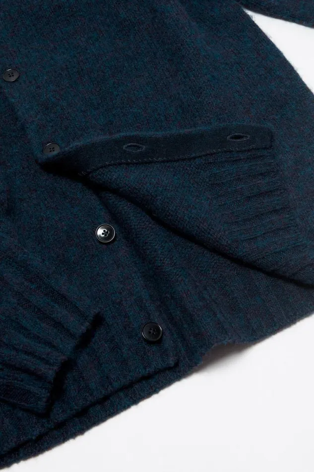 Acne Studios Polo Wool Cardigan Deep Blue Melange Man Knitwear