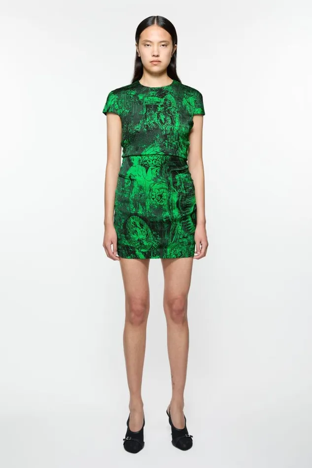 Acne Studios Printed Dress Green Woman Dresses
