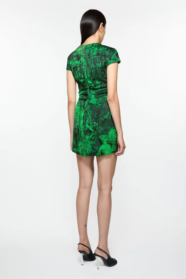 Acne Studios Printed Dress Green Woman Dresses