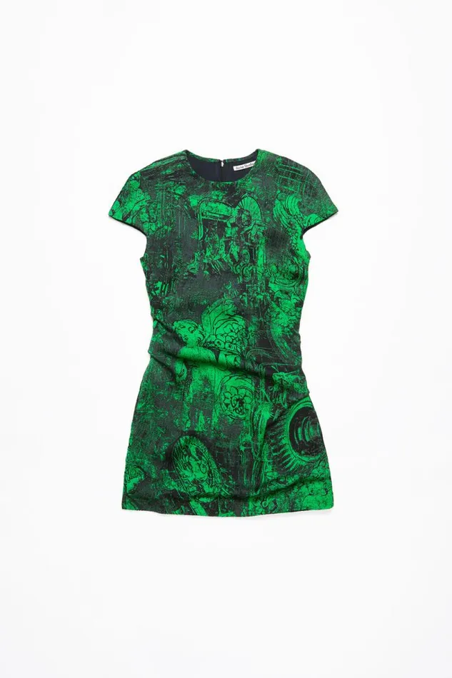 Acne Studios Printed Dress Green Woman Dresses