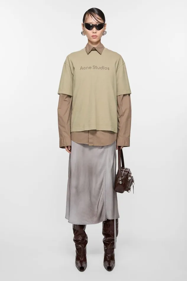 Acne Studios Satin Wrap Skirt Multi Grey Woman Skirts