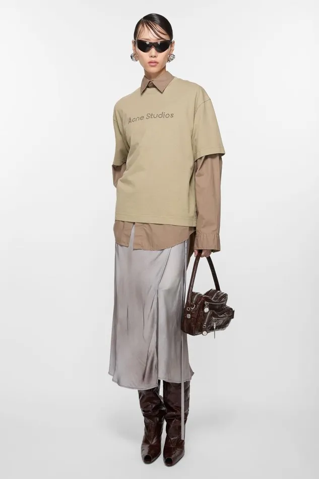 Acne Studios Satin Wrap Skirt Multi Grey Woman Skirts