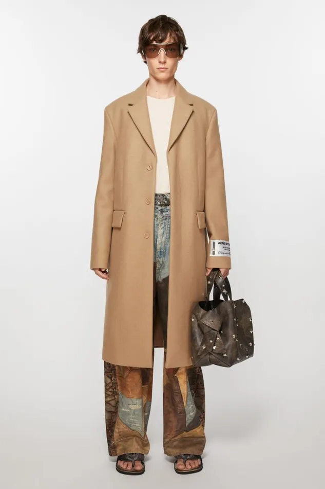 Acne Studios Singlebreasted Wool Coat Camel Beige Man Outerwear