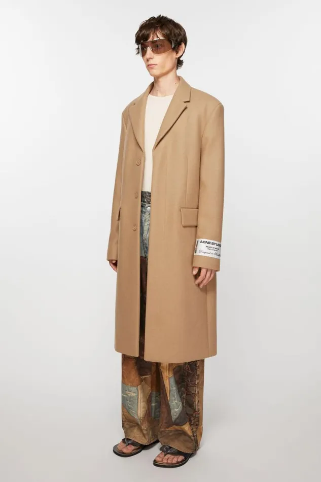 Acne Studios Singlebreasted Wool Coat Camel Beige Man Outerwear