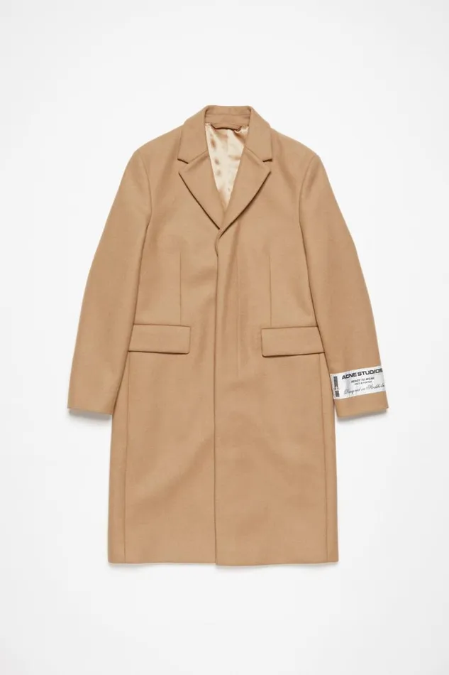 Acne Studios Singlebreasted Wool Coat Camel Beige Man Outerwear