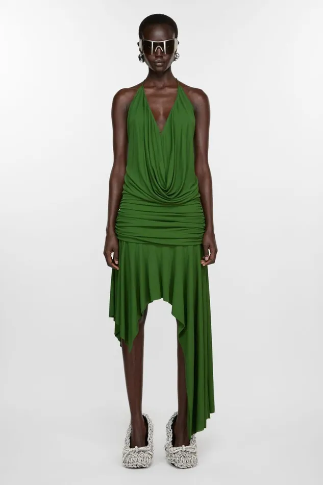 Acne Studios Strap Dress Dark Green Woman Dresses