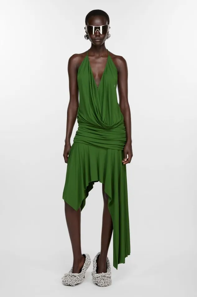 Acne Studios Strap Dress Dark Green Woman Dresses
