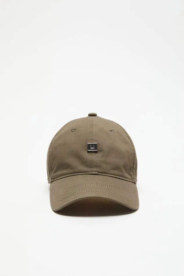 Acne Studios Stud Face Logo Cap Wood Green Man Hats