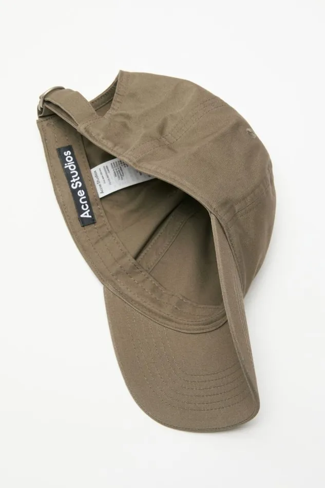 Acne Studios Stud Face Logo Cap Wood Green Man Hats