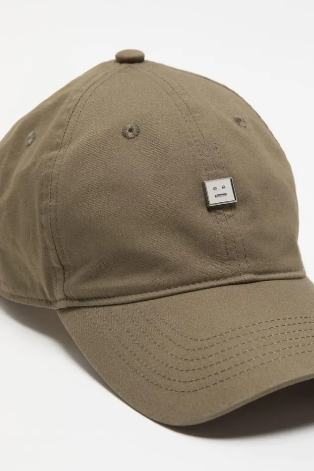 Acne Studios Stud Face Logo Cap Wood Green Man Hats