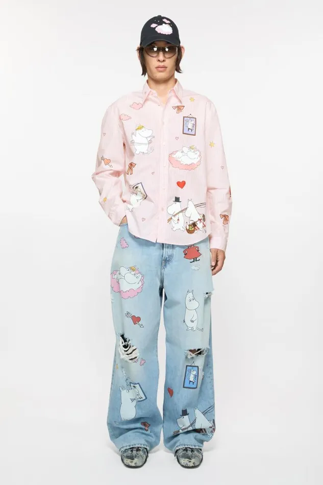 Acne Studios Super Baggy Fit Jeans 8211 2023 Acne Studios X Moomin Light Blue Man Jeans