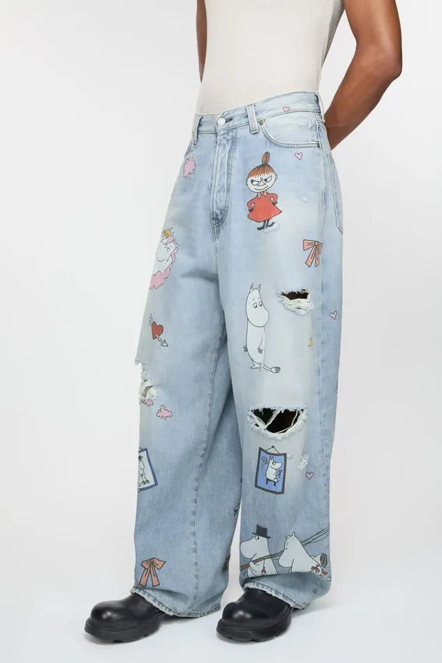 Acne Studios Super Baggy Fit Jeans 8211 2023 Acne Studios X Moomin Light Blue Man Jeans
