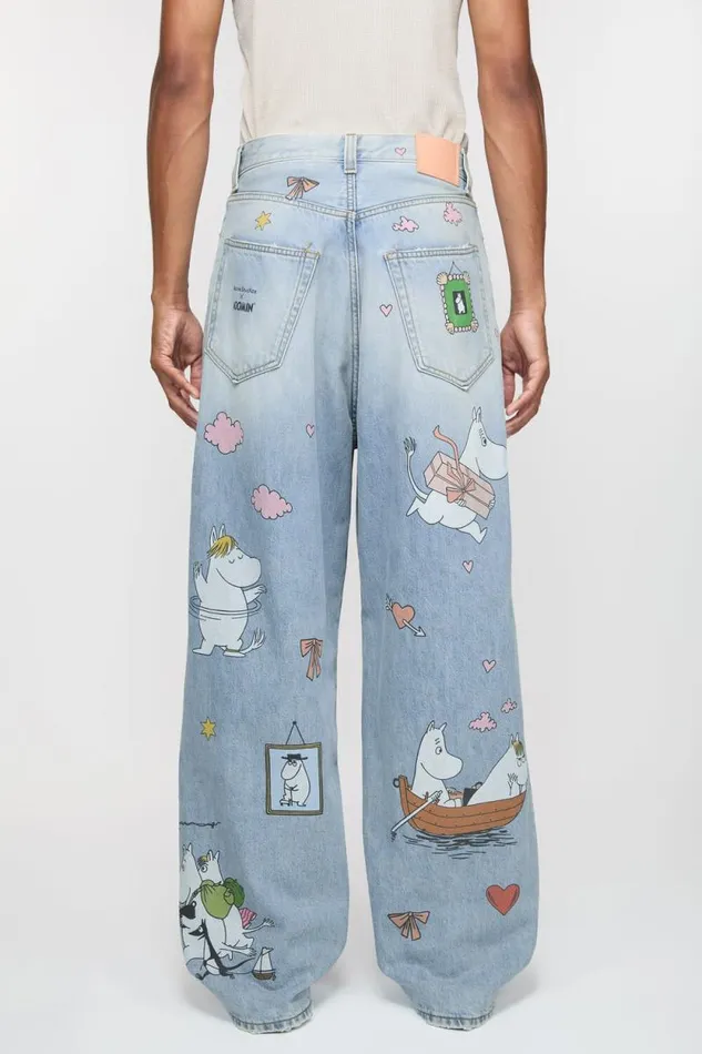 Acne Studios Super Baggy Fit Jeans 8211 2023 Acne Studios X Moomin Light Blue Man Jeans