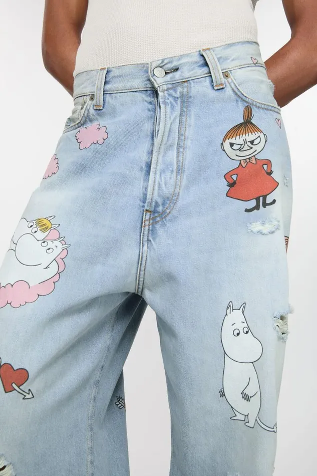 Acne Studios Super Baggy Fit Jeans 8211 2023 Acne Studios X Moomin Light Blue Man Jeans