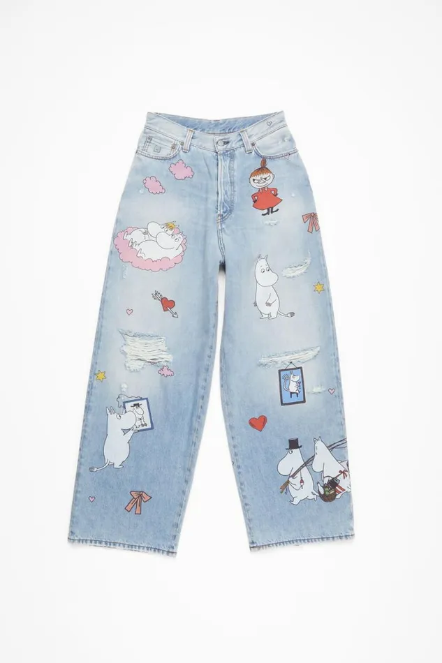 Acne Studios Super Baggy Fit Jeans 8211 2023 Acne Studios X Moomin Light Blue Man Jeans