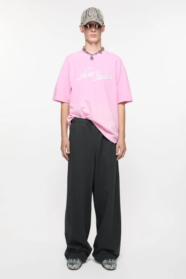 Acne Studios Sweatpant Logo Stamp Black Man Trousers