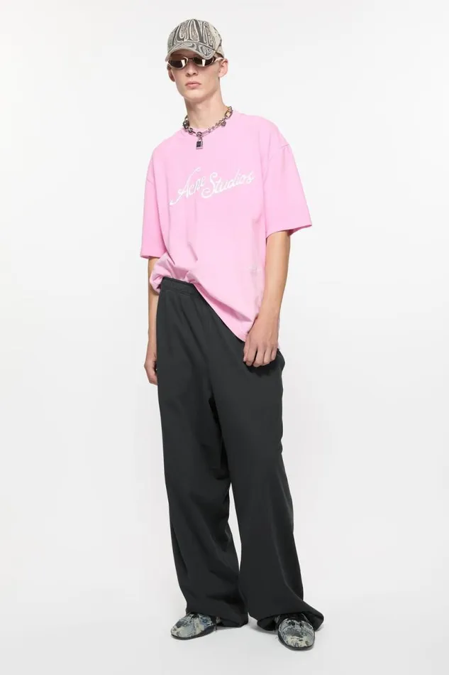Acne Studios Sweatpant Logo Stamp Black Man Trousers