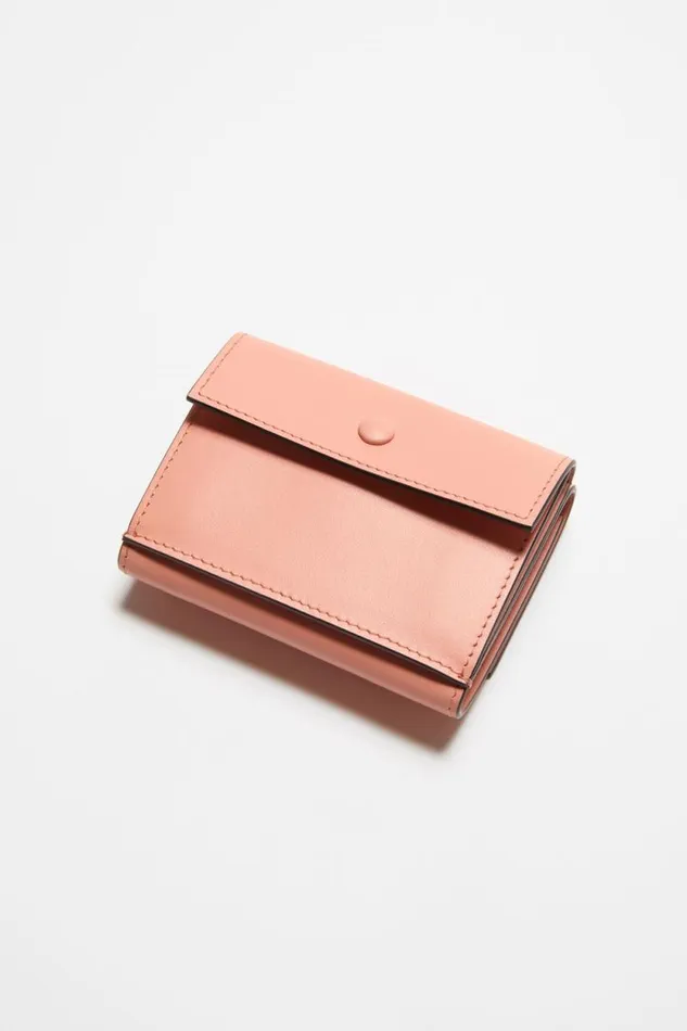 Acne Studios Trifold Leather Wallet Salmon Pink Woman Small Leather Goods