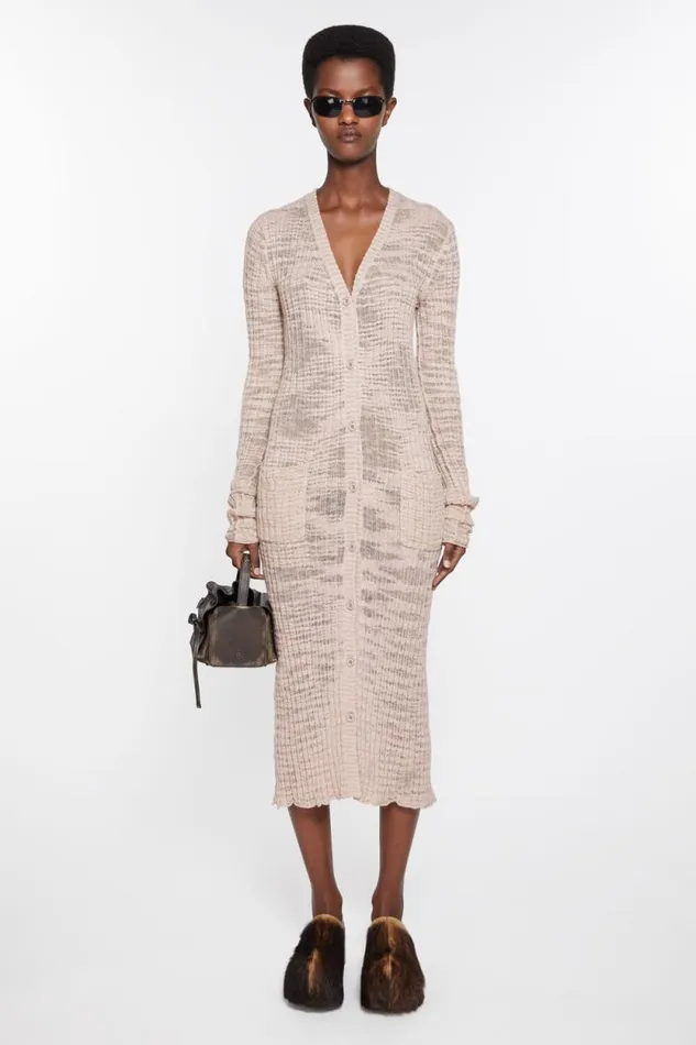 Acne Studios Wide Rib Cardigan Dusty Pink Woman Knitwear