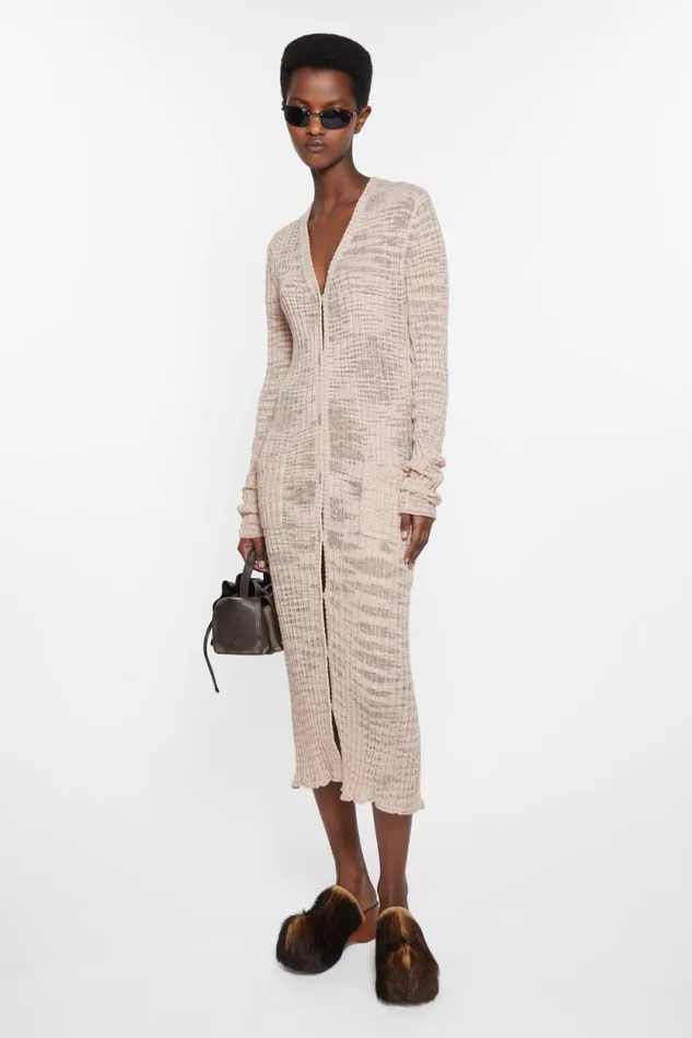 Acne Studios Wide Rib Cardigan Dusty Pink Woman Knitwear