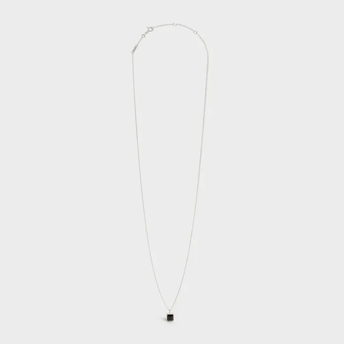 Aiguise Necklace In Sterling Silver With Rhodium Finish And Onyx Silver Onyx Men CELINE NECKLACES Aiguise Necklace In Sterling Silver With Rhodium Finish And Onyx Silver Onyx Men CELINE NECKLACES