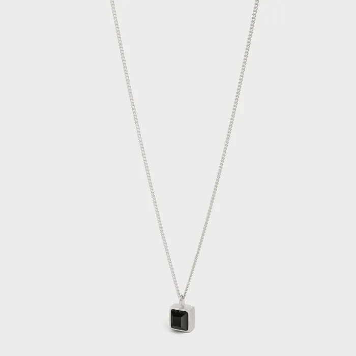 Aiguise Necklace In Sterling Silver With Rhodium Finish And Onyx Silver Onyx Men CELINE NECKLACES