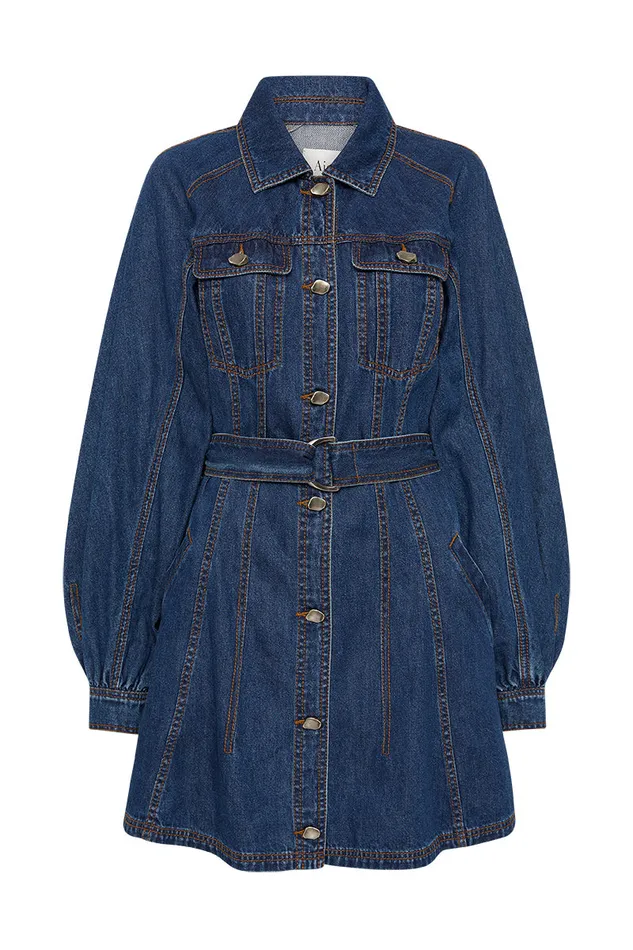 Aje Denim Colorado Denim Mini Dress Washed Indigo 8211 Women Aje Denim Colorado Denim Mini Dress Washed Indigo 8211 Women