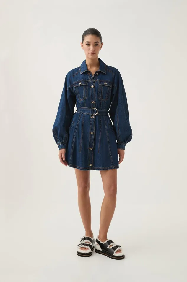 Aje Denim Colorado Denim Mini Dress Washed Indigo 8211 Women Aje Denim Colorado Denim Mini Dress Washed Indigo 8211 Women