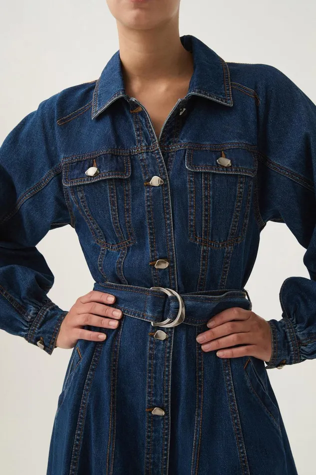 Aje Denim Colorado Denim Mini Dress Washed Indigo 8211 Women Aje Denim Colorado Denim Mini Dress Washed Indigo 8211 Women