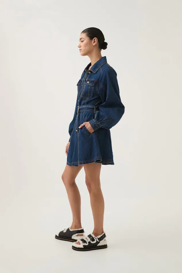 Aje Denim Colorado Denim Mini Dress Washed Indigo 8211 Women Aje Denim Colorado Denim Mini Dress Washed Indigo 8211 Women