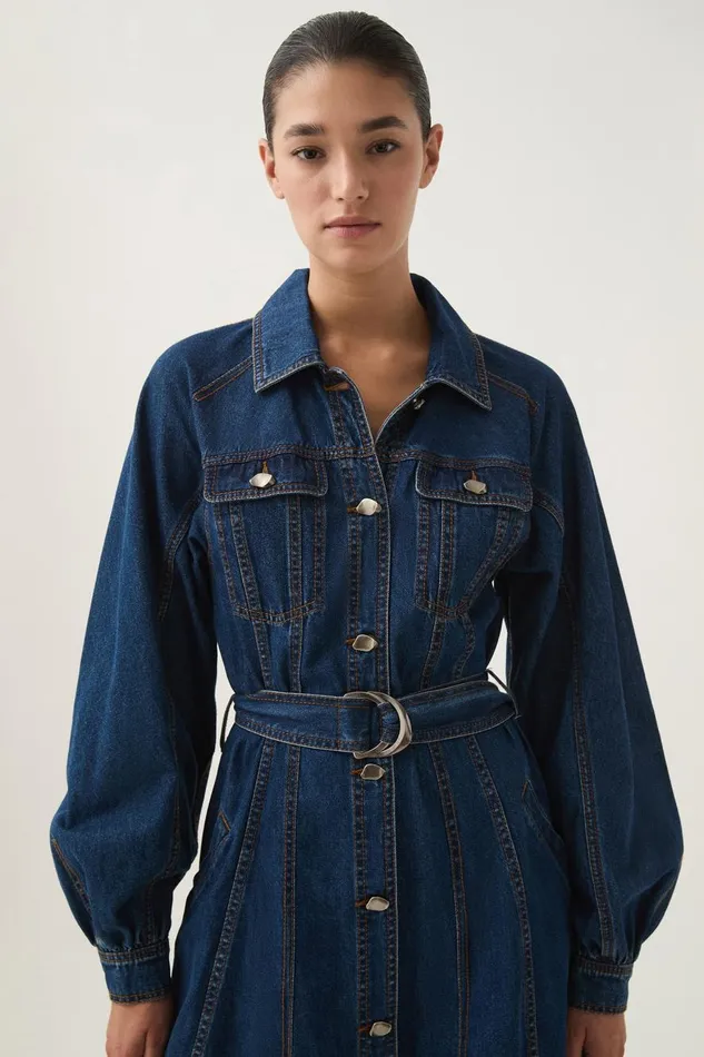 Aje Denim Colorado Denim Mini Dress Washed Indigo 8211 Women Aje Denim Colorado Denim Mini Dress Washed Indigo 8211 Women
