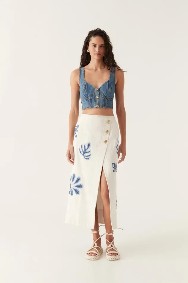 Aje Denim Elena Denim Cropped Bustier 90039s Wash 8211 Women Aje Denim Elena Denim Cropped Bustier 90039s Wash 8211 Women
