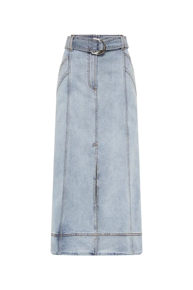 Aje Denim Embrace Denim Midi Skirt Two Tone Indigo 8211 Women