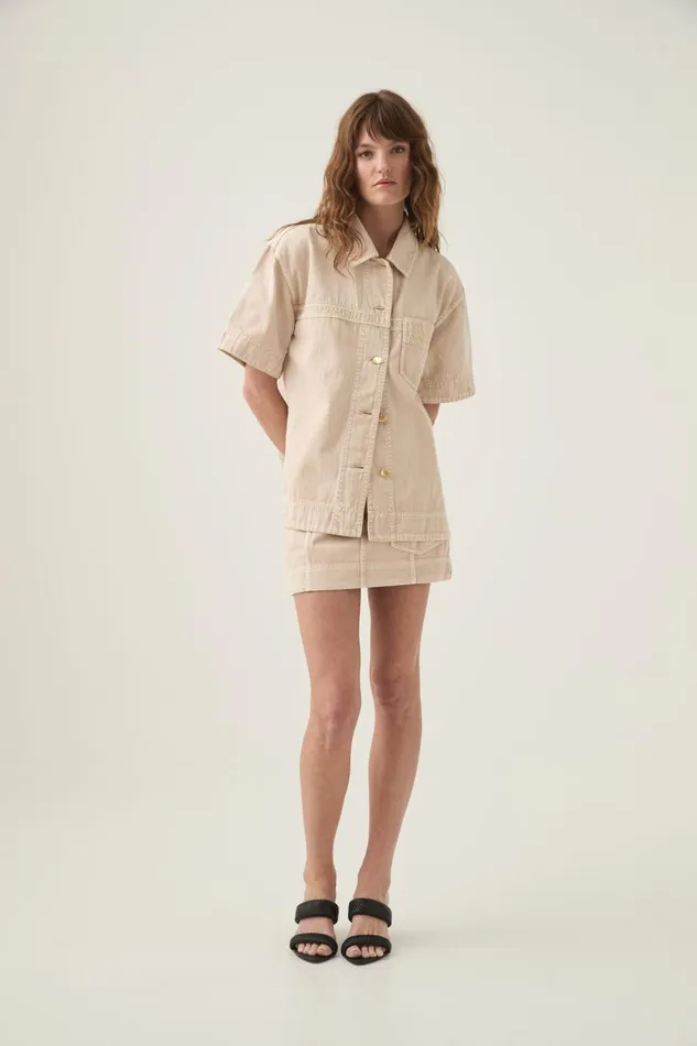 Aje Denim Kya Contrast Denim Shirt Sand Storm Wash 8211 Women Aje Denim Kya Contrast Denim Shirt Sand Storm Wash 8211 Women