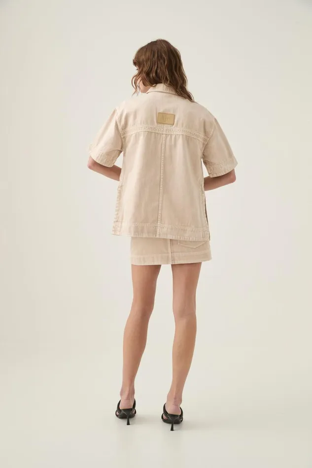 Aje Denim Kya Contrast Denim Shirt Sand Storm Wash 8211 Women Aje Denim Kya Contrast Denim Shirt Sand Storm Wash 8211 Women