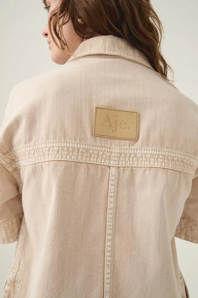 Aje Denim Kya Contrast Denim Shirt Sand Storm Wash 8211 Women Aje Denim Kya Contrast Denim Shirt Sand Storm Wash 8211 Women