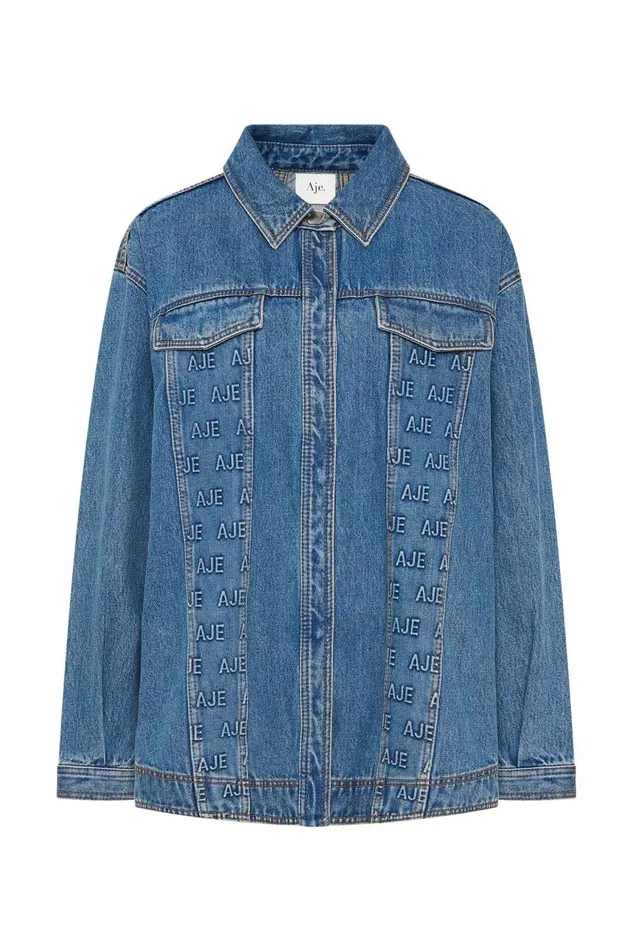 Aje Denim Nika Logo Denim Shacket 90039s Wash 8211 Women Aje Denim Nika Logo Denim Shacket 90039s Wash 8211 Women
