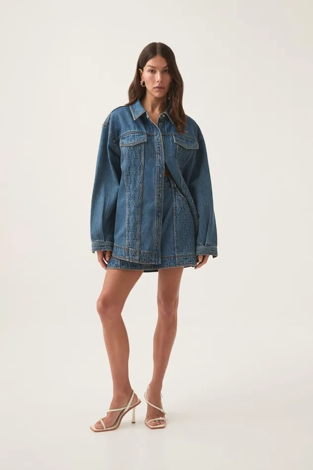 Aje Denim Nika Logo Denim Shacket 90039s Wash 8211 Women Aje Denim Nika Logo Denim Shacket 90039s Wash 8211 Women