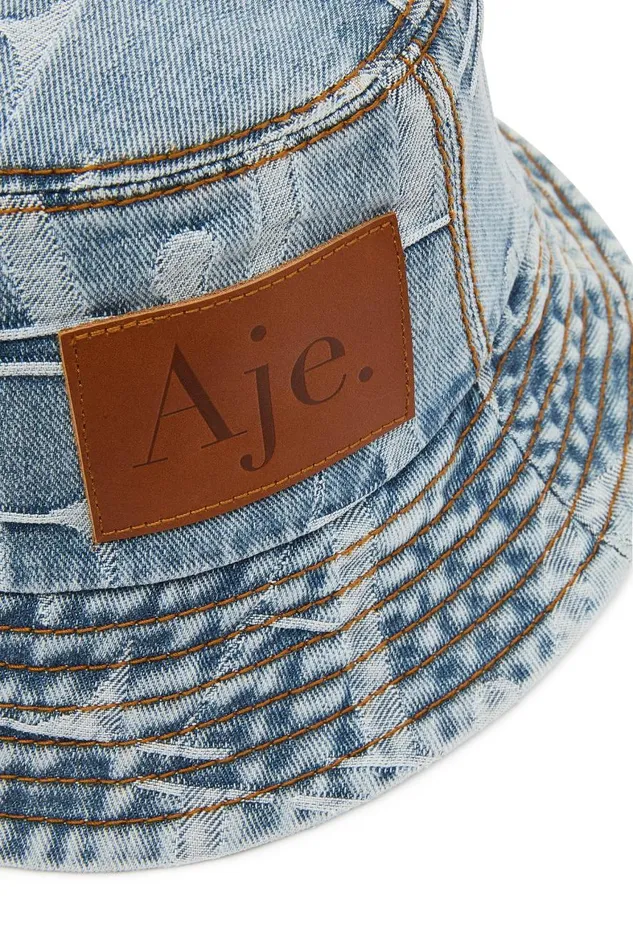 Aje Denim Nostalgia Denim Bucket Hat Coastal Logo Wash 8211 Women Aje Denim Nostalgia Denim Bucket Hat Coastal Logo Wash 8211 Women