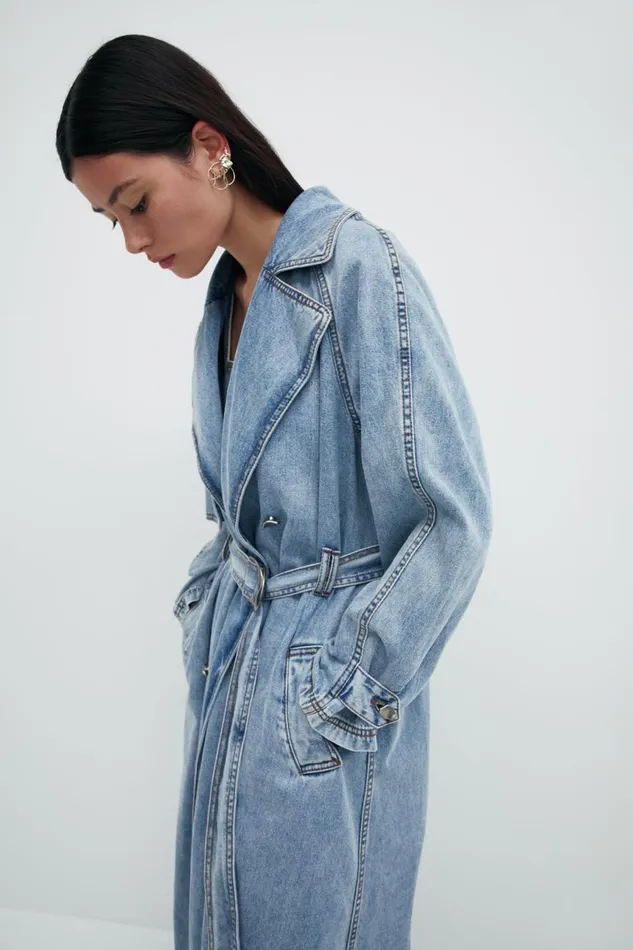 Aje Denim Zariah Denim Trench Sky Wash 8211 Women